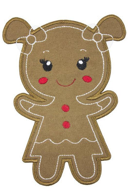 Gingerbread Girl Sew or Iron on Embroidered Patch