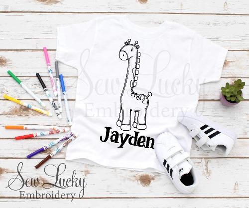 Giraffe Color Me Shirt - Sew Lucky Embroidery