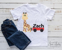 Giraffe Wagon Personalized Shirt - Sew Lucky Embroidery