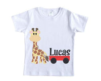Giraffe Wagon Personalized Shirt - Sew Lucky Embroidery