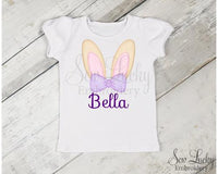 Girl Bunny Ears Personalized Easter Shirt - Sew Lucky Embroidery