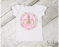 Girl Bunny Trio Personalized Shirt - Sew Lucky Embroidery