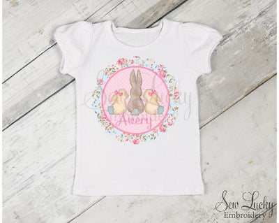Girl Bunny Trio Personalized Shirt