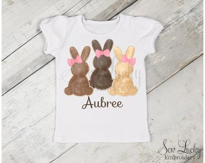 Girl Bunny Trio Personalized Shirt