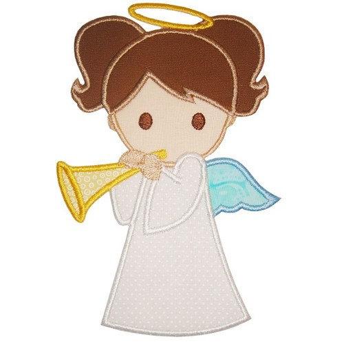 Girl Christmas Angel Patch - Sew Lucky Embroidery