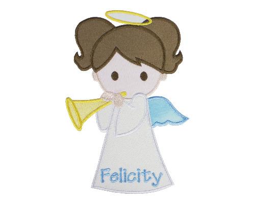 Girl Christmas Angel Personalized Patch - Sew Lucky Embroidery