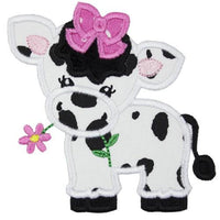 Girl Cow with Pink Bow Patch - Sew Lucky Embroidery