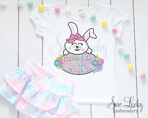 Girl Easter Bunny with Egg Shirt - Sew Lucky Embroidery