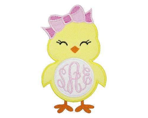 Girl Easter Chick Monogram Patch - Sew Lucky Embroidery