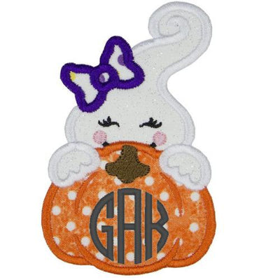 Girl Ghost Monogrammed Sew or Iron on Embroidered Patch