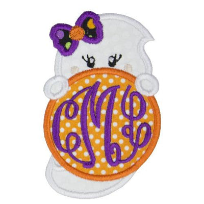 Girl Ghost Monogrammed Sew or Iron on Embroidered Patch