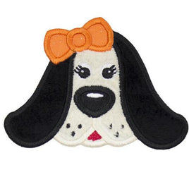 Girl Hound Dog Football Patch - Sew Lucky Embroidery