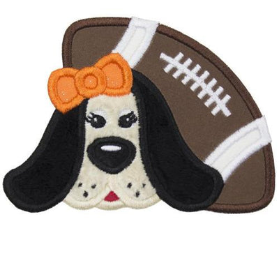 Girl Hound Dog Football Sew or Iron on Embroidered Patch