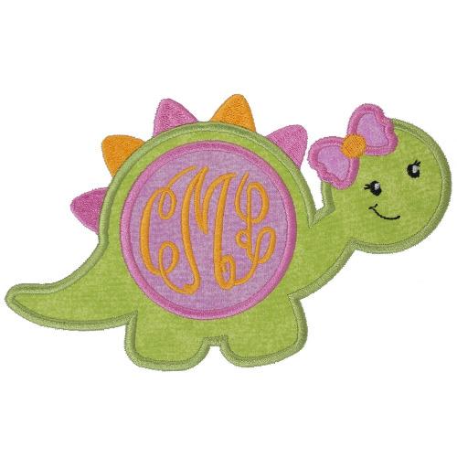 Girl Monogrammed Dinosaur Patch - Sew Lucky Embroidery