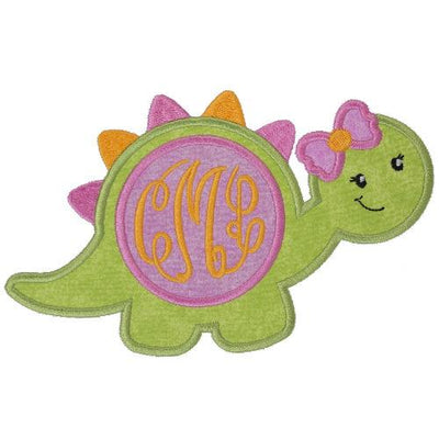 Girl Monogrammed Dinosaur Sew or Iron on Embroidered Patch