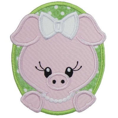 Girl Pig Sew or Iron on Embroidered Patch
