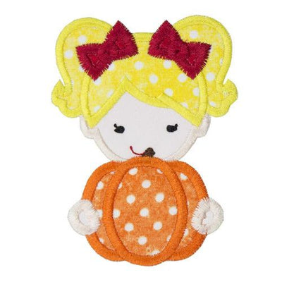 Girl Pumpkin Sew or Iron on Embroidered Patch