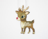 Girl Reindeer Christmas Ornament Personalized - Sew Lucky Embroidery