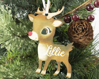 Girl Reindeer Christmas Ornament Personalized - Sew Lucky Embroidery