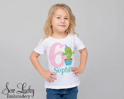 Girls Cactus Birthday Personalized Shirt