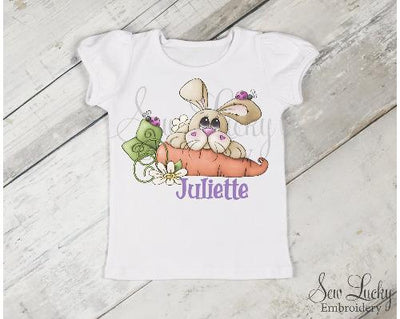 Girls Easter Bunny with Carrot Personalized Shirt