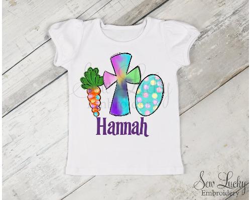 Girls Easter Trio Personalized Shirt - Sew Lucky Embroidery