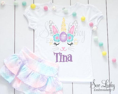 Girls Easter Unicorn Personalized Shirt