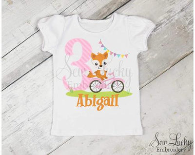 Girls Fox Personalized Birthday Shirt