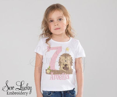 Girls Hedgehog Personalized Birthday Shirt