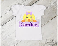 Girls Personalized Easter Chick Shirt - Sew Lucky Embroidery