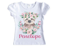 Girls Sloth Personalized Shirt - Sew Lucky Embroidery