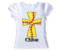 Girls Softball Cross Personalized Shirt - Sew Lucky Embroidery
