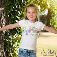 Girls Spring Vibes Shirt - Sew Lucky Embroidery