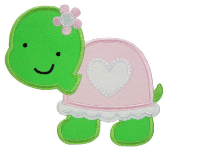 Girl Turtle Sew or Iron on Embroidered Patch