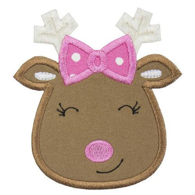 Girly Reindeer Sew or Iron on Embroidered Patch
