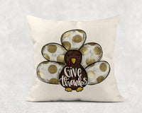 Give Thanks Turkey Throw Pillow - Sew Lucky Embroidery