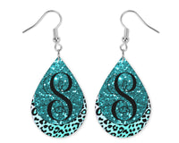 Glitter Cheetah Monogrammed Teardrop Earrings