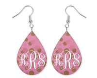 Glitter Dots Monogrammed Teardrop Earrings