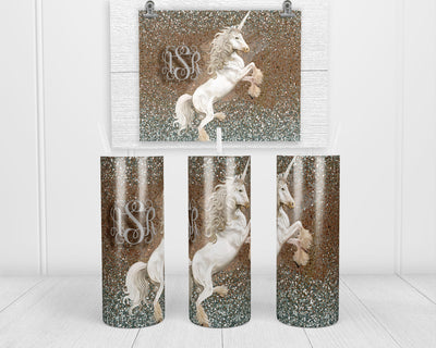 Glitter Unicorn Personalized 20 oz insulated stainless steel tumbler with lid and straw