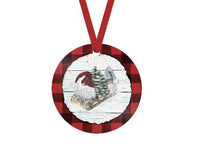 Gnome Red Buffalo Plaid Trim Christmas Ornament - Sew Lucky Embroidery