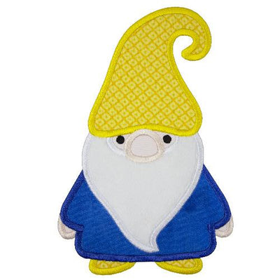Gnome with Yellow Hat Sew or Iron on Embroidered Patch