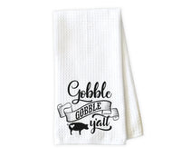 Gobble Gobble y'all Kitchen Towel - Waffle Weave Towel - Microfiber Towel - Kitchen Decor - House Warming Gift - Sew Lucky Embroidery