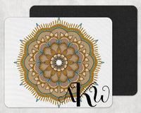 Gold and Brown Mandala Custom Monogram Mouse Pad - Sew Lucky Embroidery