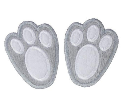 Gray Bunny Feet Sew or Iron on Embroidered Patch
