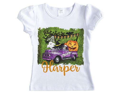 Halloween Trick or Treat Truck Personalized Shirt - Sew Lucky Embroidery