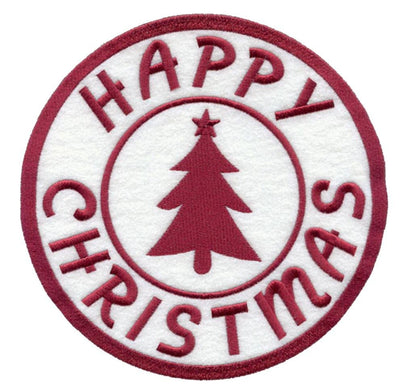Happy Christmas Sew or Iron on Embroidered Patch