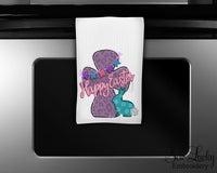 Happy Easter Kitchen Towel - Waffle Weave Towel - Microfiber Towel - Kitchen Decor - House Warming Gift - Sew Lucky Embroidery