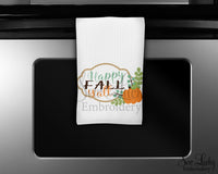 Happy Fall Y'all Kitchen Towel - Waffle Weave Towel - Microfiber Towel - Kitchen Decor - House Warming Gift - Sew Lucky Embroidery