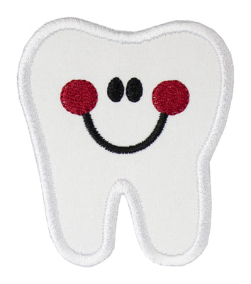 Happy Tooth with Red Cheeks Sew or Iron on Embroidered Patch