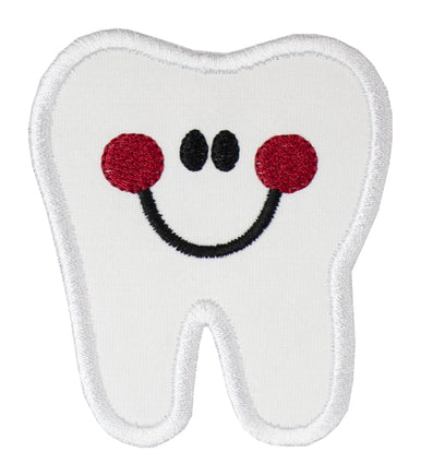 Happy Tooth with Red Cheeks Patch - Sew Lucky Embroidery